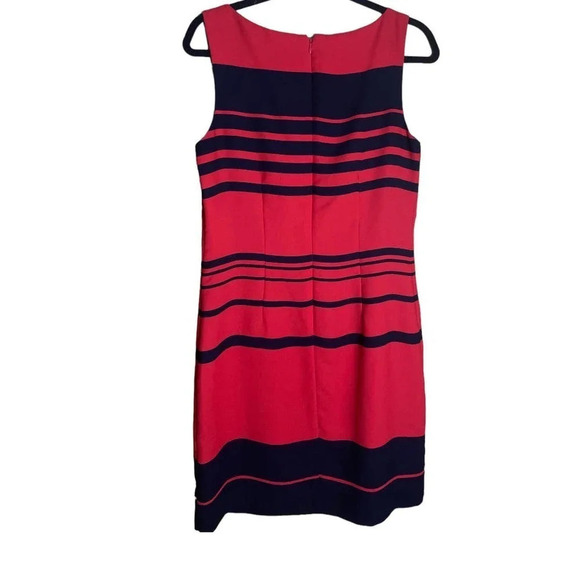 Banana Republic Women's Red & Navy Stripe Sleeveless Sheath Work Dress Size 6 - Picture 7 of 8